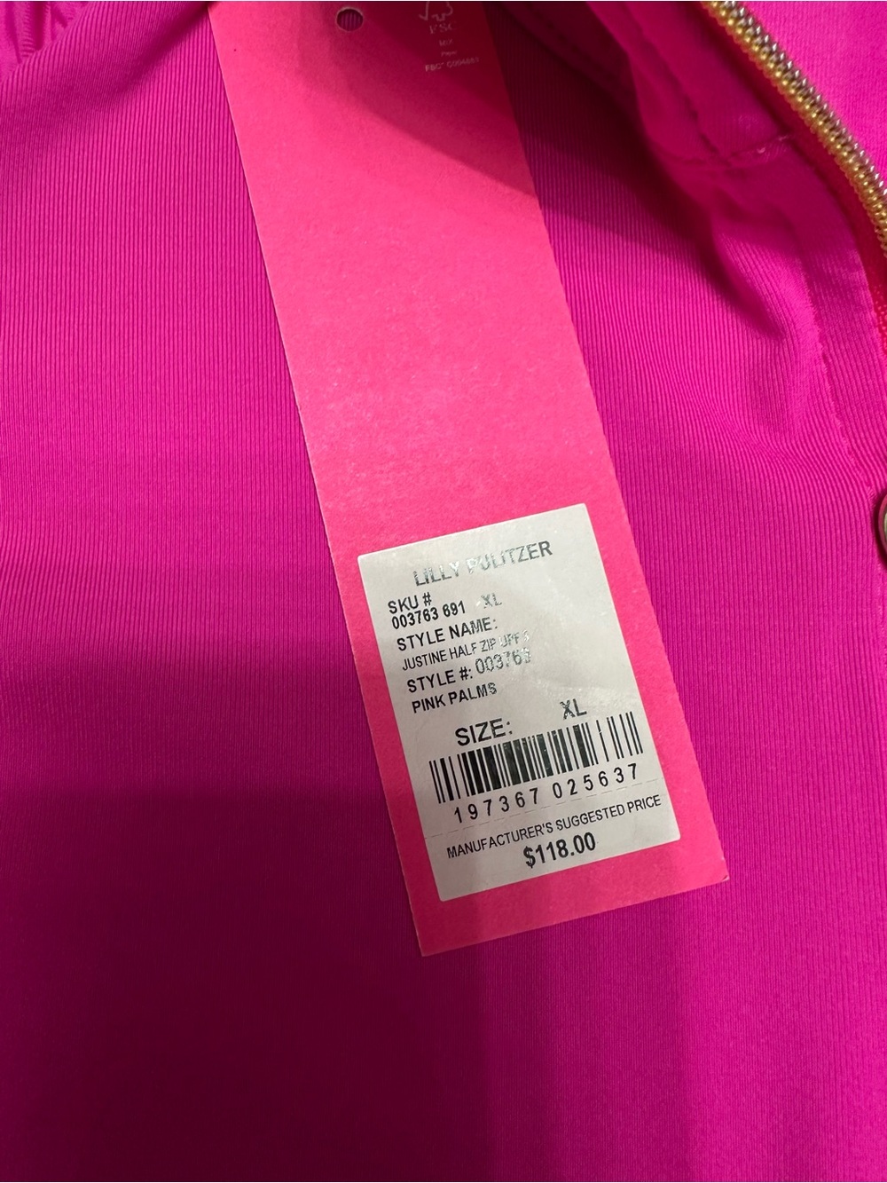 Lilly Pulitzer Palms Pink Sz XL Long-Sleeve Luxetic UPF 50 - Picture 5 of 10